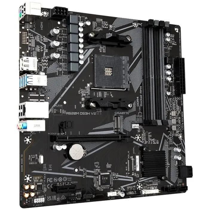 Gigabyte Carte mère A520M DS3H V2 Socket AM4 - AMD Ryzen 3000/5000, DDR4 128 Go, PCIe 3.0, M.2, USB 3.2, LAN GbE Gigabyte Carte mère A520M DS3H V2 Socket AM4 - AMD Ryzen 3000/5000, DDR4 128 Go, PCIe 3.0, M.2, USB 3.2, LAN GbE