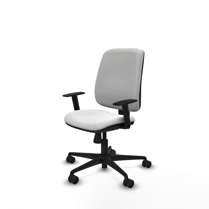 PIQUERAS Y CRESPO Chaise Alares Synchro Tissu Blanc Base Nylon Noir Accoudoir 1D PIQUERAS Y CRESPO Chaise Alares Synchro Tissu Blanc Base Nylon Noir Accoudoir 1D