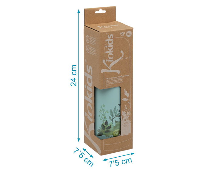 KioKids - Thermo isotherme Sage 500 mL - Pour liquides, anti-goutte, double paroi inox - Maintient froid 24h / chaud 12h