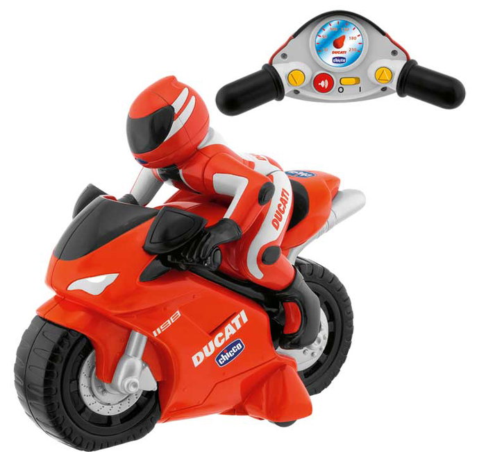 Chicco Radio Control Ducati 1198 - Moto télécommandée avec rugissement et klaxon, multilingue (anglais, français, allemand, italien, portugais, espagnol) dès 2 ans Chicco Radio Control Ducati 1198 - Moto télécommandée avec rugissement et klaxon, multilingue (anglais, français, allemand, italien, portugais, espagnol) dès 2 ans