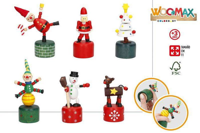Woomax Marionnette de Noël en Bois 11 cm - Modèles assortis - Color Baby