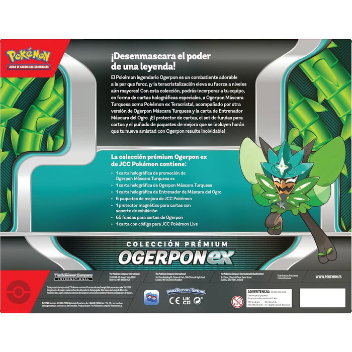POKEMON Estuche cartas Ogerpon EX pour cartes Pokémon TCG en espagnol avec 1 carte promo, 2 cartes metalisées, 6 boosters et accessoires