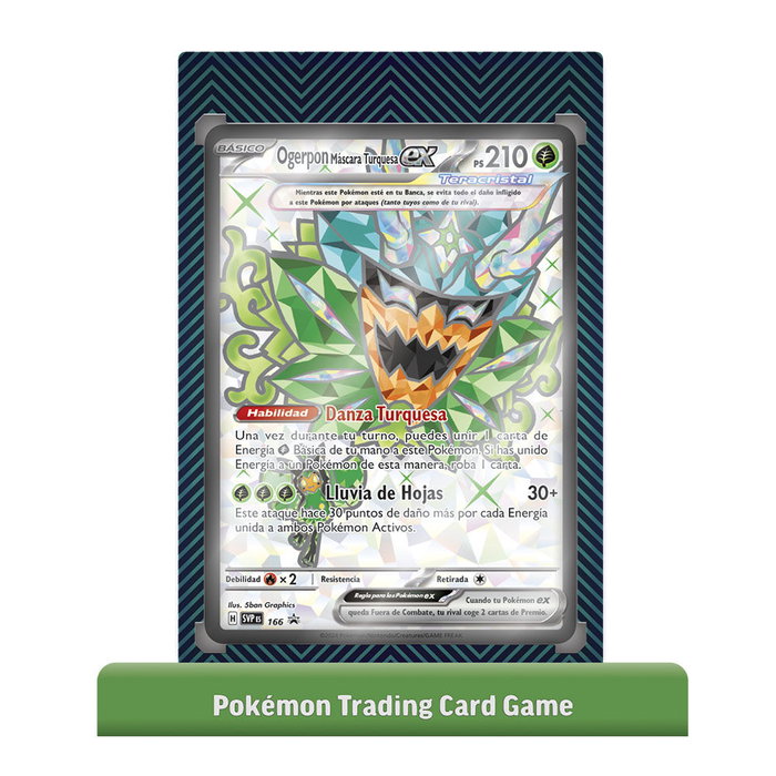 POKEMON Estuche cartas Ogerpon EX pour cartes Pokémon TCG en espagnol avec 1 carte promo, 2 cartes metalisées, 6 boosters et accessoires