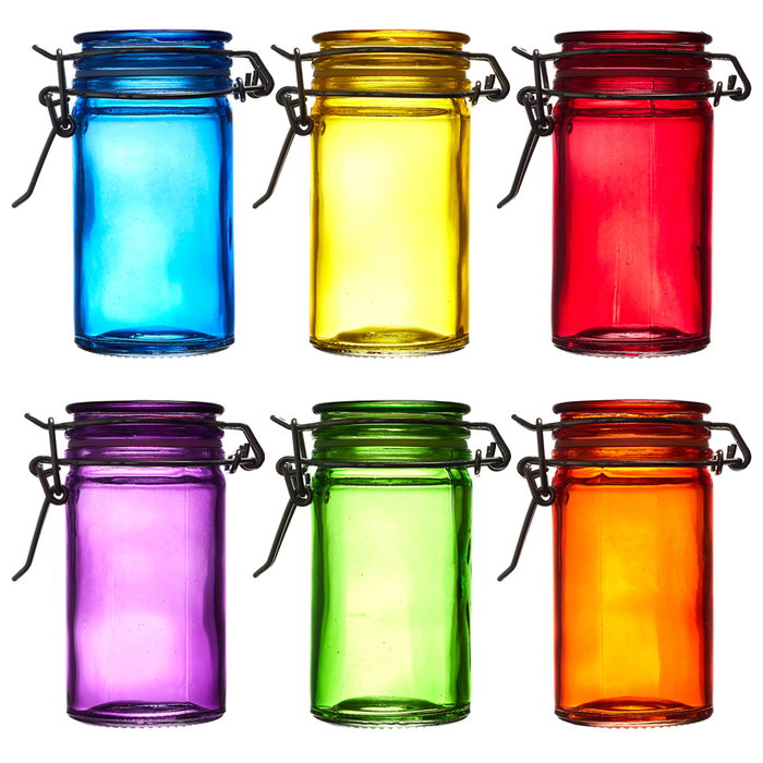 Home Deco Factory Mini bocal en verre coloré avec couvercle 70 ml
