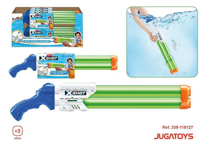 Zuru X-Shot Quad Stream Blaster - Pistolet à eau avec deux réservoirs (13.5x59.6x5.7 cm) - Modèles assortis