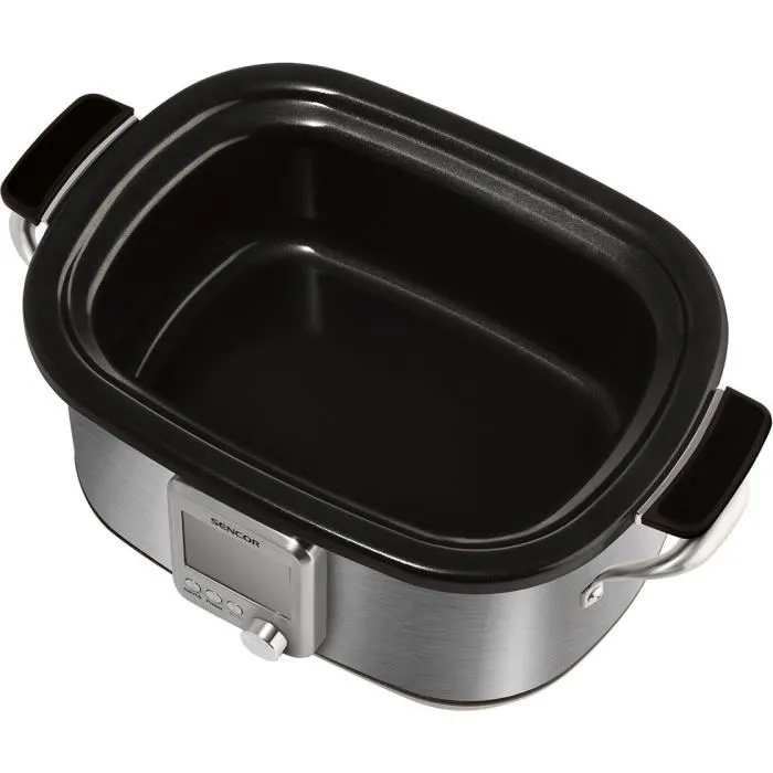 SENCOR SPR 7200SS Mijoteuse électrique 7 L 1250 W en acier inoxydable argent avec pot antiadhésif et 8 programmes