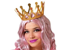 Couronne dorée pour costume de reine ou roi adulte femme - Accessoire de déguisement féerique et carnaval