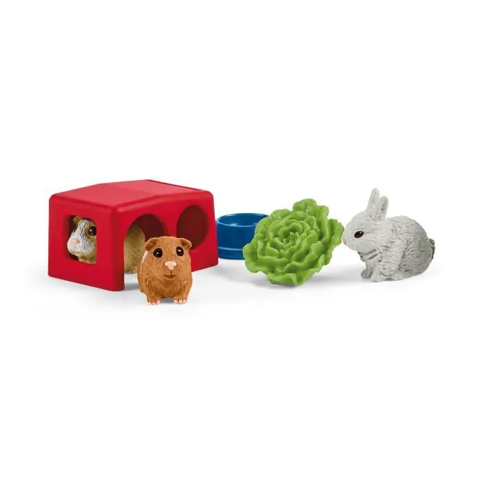 Schleich 42500 FARM WORLD - Maison pour lapin et cochon d'Inde, coffret figurine avec accessoires, jouet éducatif pour garçons et filles 3 ans et plus