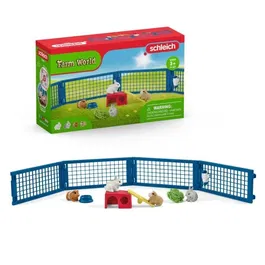 Schleich 42500 FARM WORLD - Maison pour lapin et cochon d'Inde, coffret figurine avec accessoires, jouet éducatif pour garçons et filles 3 ans et plus