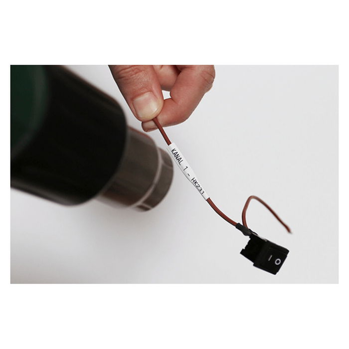 Ruban Laminé pour Etiqueteuses Brother HSE261E Blanc Noir (1 Unité)