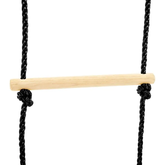 TP TOYS Échelle en Bois avec Corde Noire - H 190-250 cm - 5 Barreaux - Pour Portique Enfant à partir de 3 Ans - Développe la Motricité