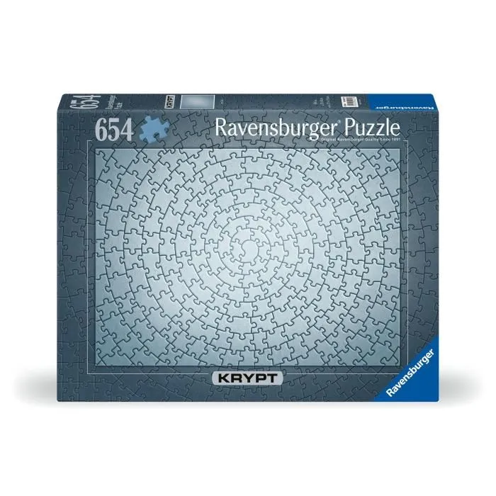 Ravensburger Krypt Silver - Puzzle Monochrome Challenge Adulte - 654 Pièces - Dès 14 Ans - Réf. 12000071