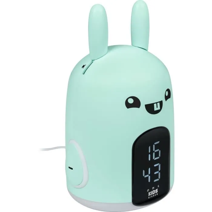Bigben Reveil Veilleuse Baxter le lapin avec 3 melodies, intensite lumineuse reglable et affichage heure - Reference BIGBEN