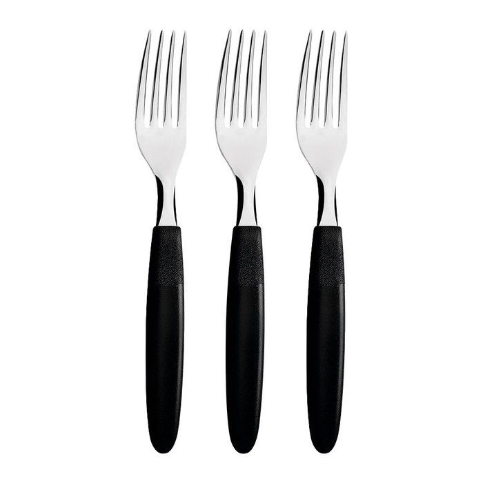 Tramontina Fourchette de table Ipanema noire 19,1 cm, lot de 3 Tramontina Fourchette de table Ipanema noire 19,1 cm, lot de 3