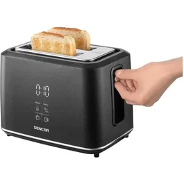 SENCOR STS 0600BK Grille-pain 2 Fentes avec Ecran LED Tactile, Fonctions Réchauffer/Annuler/Décongeler, Brunissage Uniforme, Noir