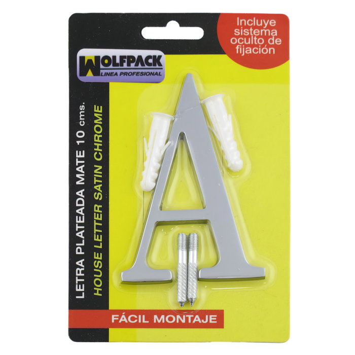 WOLFPACK LINEA PROFESIONAL Lettre Métallique A Argent Mat 10 cm