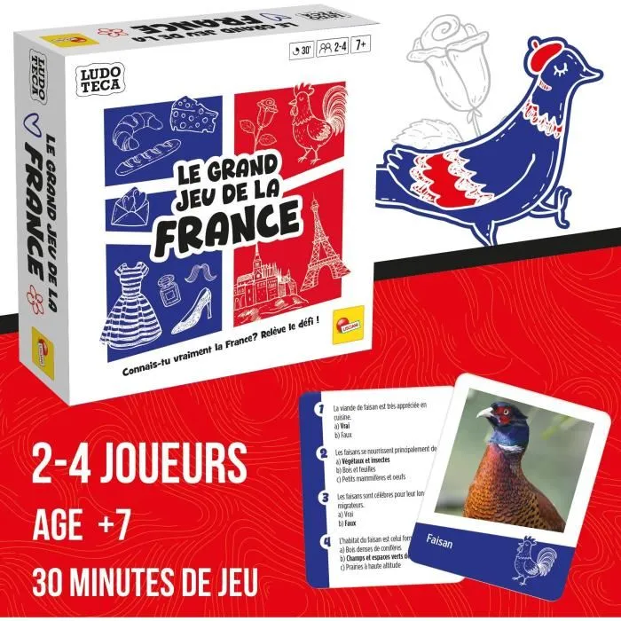 Liscianigiochi - Jeu de plateau Le Grand Jeu de la France Ludoteca avec 600 questions sur l'histoire, géographie et culture pour toute la famille, dès 6 ans
