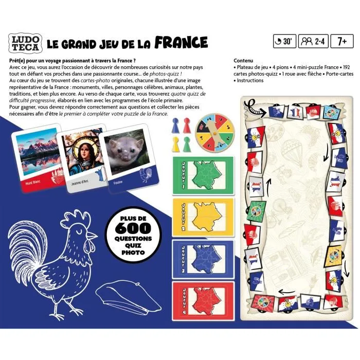 Liscianigiochi - Jeu de plateau Le Grand Jeu de la France Ludoteca avec 600 questions sur l'histoire, géographie et culture pour toute la famille, dès 6 ans