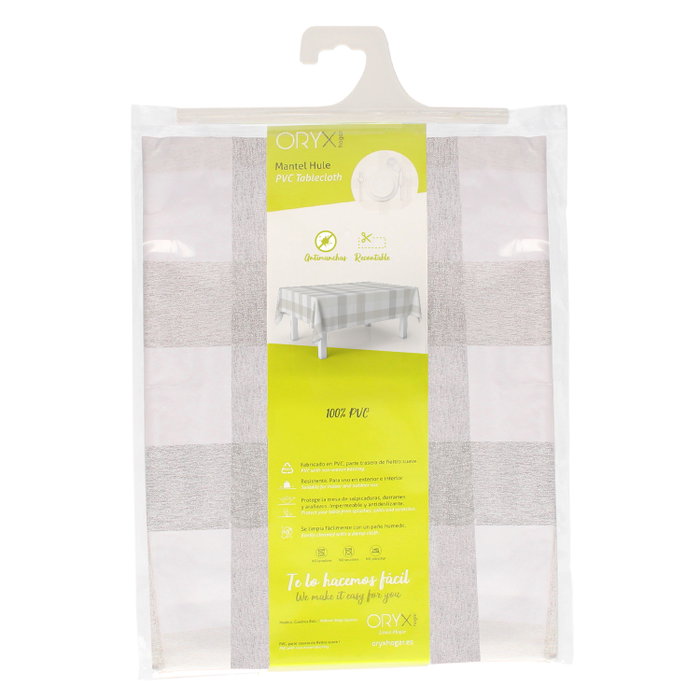 ORYX Nappe rectangulaire à carreaux beige et gris 140 x 250 cm
