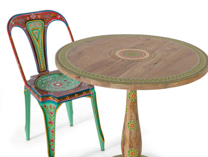 Giner y Colomer - Lot de 2 chaises métalliques peintes à la main - Multicolore - Design industriel - Dimensions (HxLxP) : 83 x 53 x 42 cm