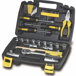 Fieldmann FDG 5007-39R Coffret d'outils 39 pièces avec 12 embouts, 8 clés Allen, tournevis, marteau et cliquet dans mallette plastique dur