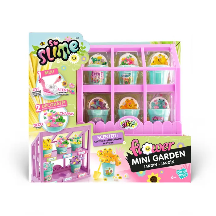 Canal Toys SSC 419 So Slime Flower Mini Jardin - Création de Slimes Colorés et Parfumés avec 6 Pots de Fleurs pour Expos