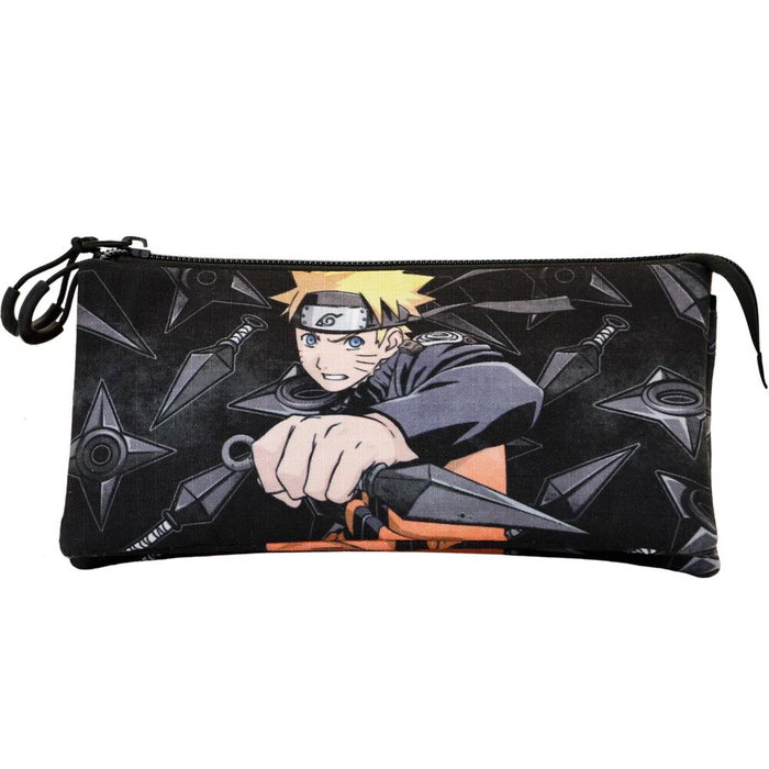 KARACTERMANIA - Pochette triple compartiments Naruto Shippuden Uzumaki résistante aux liquides, 23x11x7 cm, matériau recyclé KARACTERMANIA - Pochette triple compartiments Naruto Shippuden Uzumaki résistante aux liquides, 23x11x7 cm, matériau recyclé