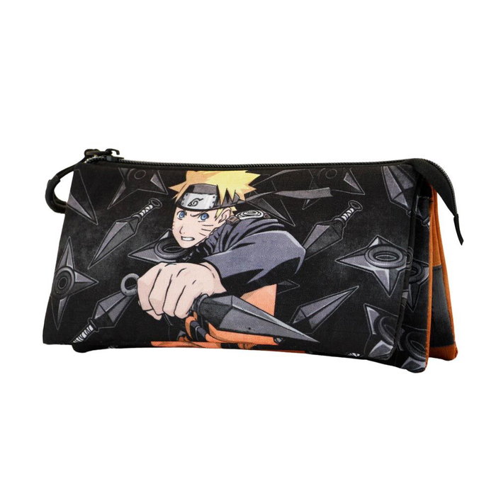 KARACTERMANIA - Pochette triple compartiments Naruto Shippuden Uzumaki résistante aux liquides, 23x11x7 cm, matériau recyclé KARACTERMANIA - Pochette triple compartiments Naruto Shippuden Uzumaki résistante aux liquides, 23x11x7 cm, matériau recyclé