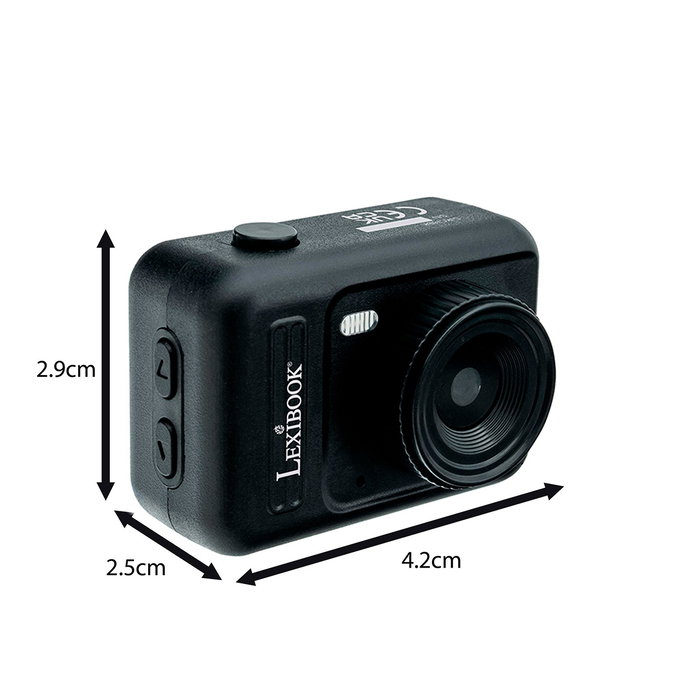 LEXIBOOK Mini Caméra Numérique Noire Djkc76Bk avec USB-C, Filtres Photo, pour Enfants dès 6 Ans