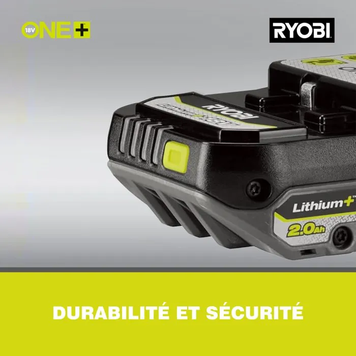 Ryobi Kit batterie et chargeur RC18120A-120CG Lithium+ 18V 2,0Ah Ryobi Kit batterie et chargeur RC18120A-120CG Lithium+ 18V 2,0Ah