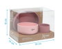 KioKids Set de Vaisselle 3 Pièces en Silicone Rose pour Bébé BLW, Bol Plateau et Gobelet avec Ventouses, Alimentaire Lavable Lave-vaisselle Micro-ondes +6 Mois