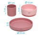 KioKids Set de Vaisselle 3 Pièces en Silicone Rose pour Bébé BLW, Bol Plateau et Gobelet avec Ventouses, Alimentaire Lavable Lave-vaisselle Micro-ondes +6 Mois