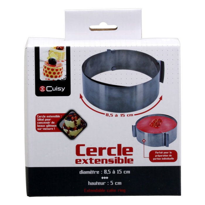 Cuisy Moule à anneau extensible 8,5-15 cm en acier inoxydable en haute qualité de cuisson Cuisy Moule à anneau extensible 8,5-15 cm en acier inoxydable en haute qualité de cuisson