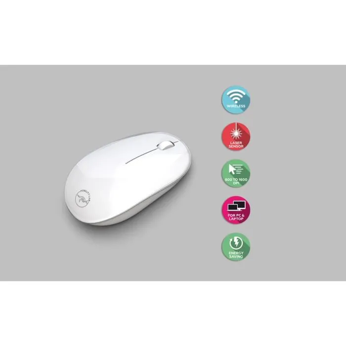 Mobility Lab Souris Laser Bluetooth sans fil pour Mac, Capteur haute précision 800-1600 dpi avec bouton marche/arrêt