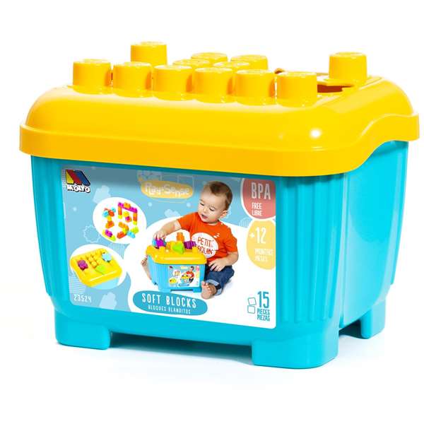 Molto - Caisse de jeux avec blocs et puzzles en plastique dur pour enfants à partir de 1 an - 15 pièces