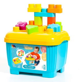 Molto - Caisse de jeux avec blocs et puzzles en plastique dur pour enfants à partir de 1 an - 15 pièces