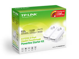 TP-LINK Kit CPL Powerline Gigabit 1200 Mbps avec Prises Passantes TL-PA8030P, 2 Adaptateurs, Blanc