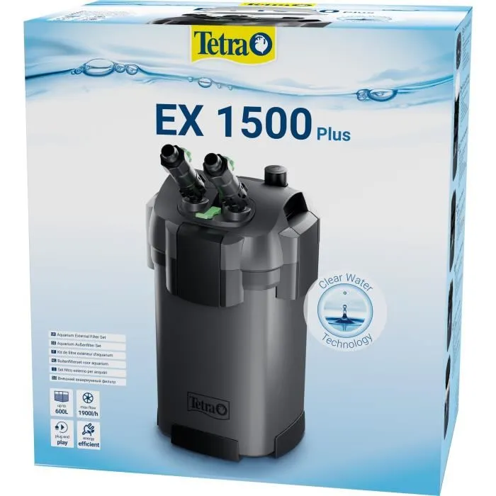 Tetra Filtre Extérieur EX 1500 Plus - Pour Aquarium 300 à 600 L - 4 Paniers - Débit max 1030 L/h - Filtre Haute Performance avec Kit de Médias Complet