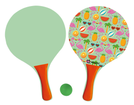 Marbueno Set de 2 Raquettes en Bois Motif Flamants Rose 38x24x0,6 cm pour Jardin Piscine Plage - Marbueno Summer 10564