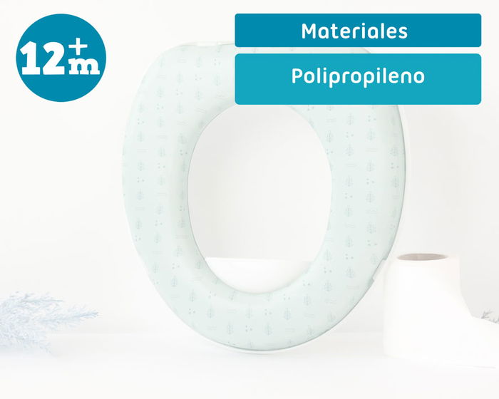 KioKids - Réducteur de WC ergonomique et rembourré pour enfants, siège adaptateur pour pot, couleur sauge, dès 12 mois, collection Petits Moments
