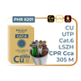 Phasak PHR 6201 Bobine Cable Réseau UTP Cat.6 LSZH 305m Gris Certifié CPR Cca