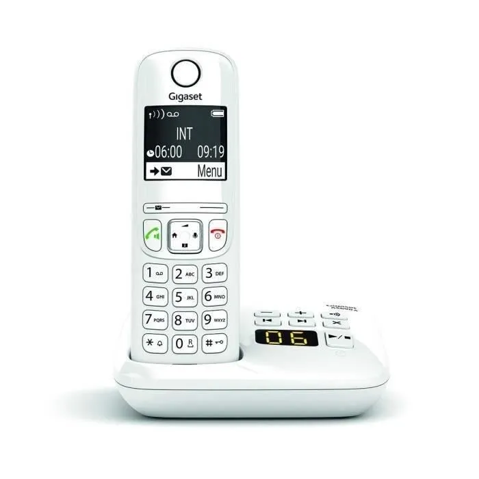 Gigaset AS690 A - Téléphone fixe sans fil avec répondeur - Mains libres - Identification de l'appelant - Ecran - Alarme - ECO DECT - Boîtier blanc Gigaset AS690 A - Téléphone fixe sans fil avec répondeur - Mains libres - Identification de l'appelant - Ecran - Alarme - ECO DECT - Boîtier blanc