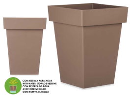 Ibergarden Pot Carré Marron avec Réserve d'Eau 40 cm Plastique 28 L (Set de 6)