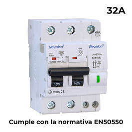 Revalco Iga 2P 32A C 10KA Protection contre Surtensions Permanentes EN-50550 Blanc Baquelite