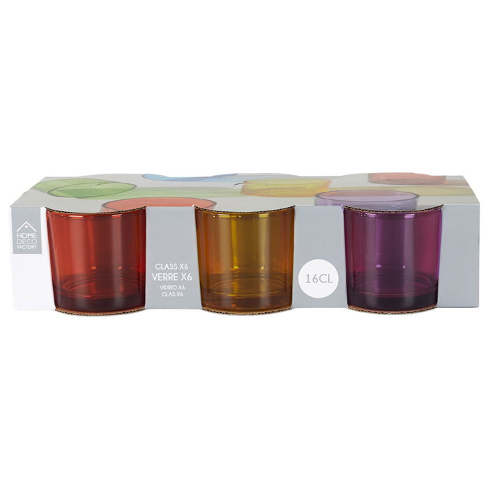 Home Deco Factory Jeu de 6 Verres Multicolores 160 ml