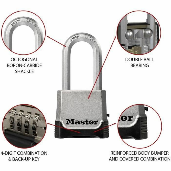 Master Lock M176EURDLH Cadenas Haute Sécurité Zinc Anse XL
