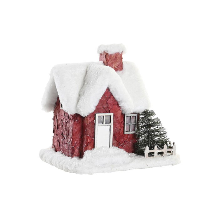 DKD Home Decor Maison miniature Blanc Rouge (Lot de 2 unités)