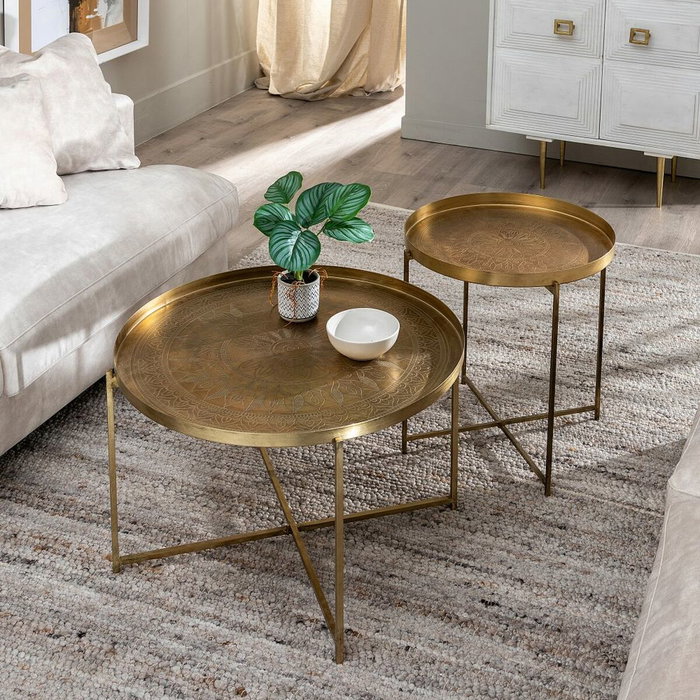BigBuy Home Table d'appoint Doré 51 x 51 x 56 cm