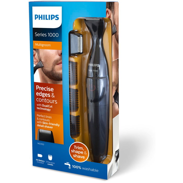 Philips Tondeuse de précision MG1100/16 Série 1000 - Noir et Rouge
