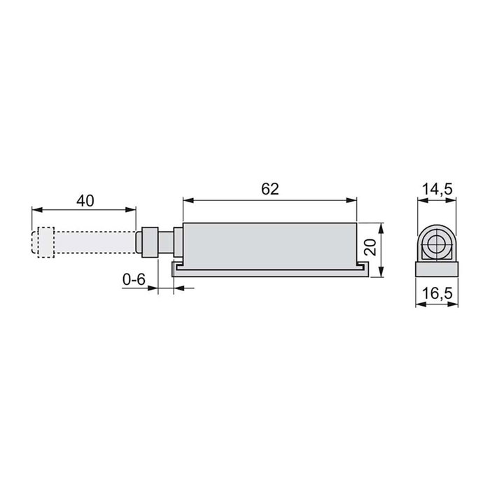 Emuca Lot de 10 serrures de porte à visser sur meubles Push Latch, plastique, gris
